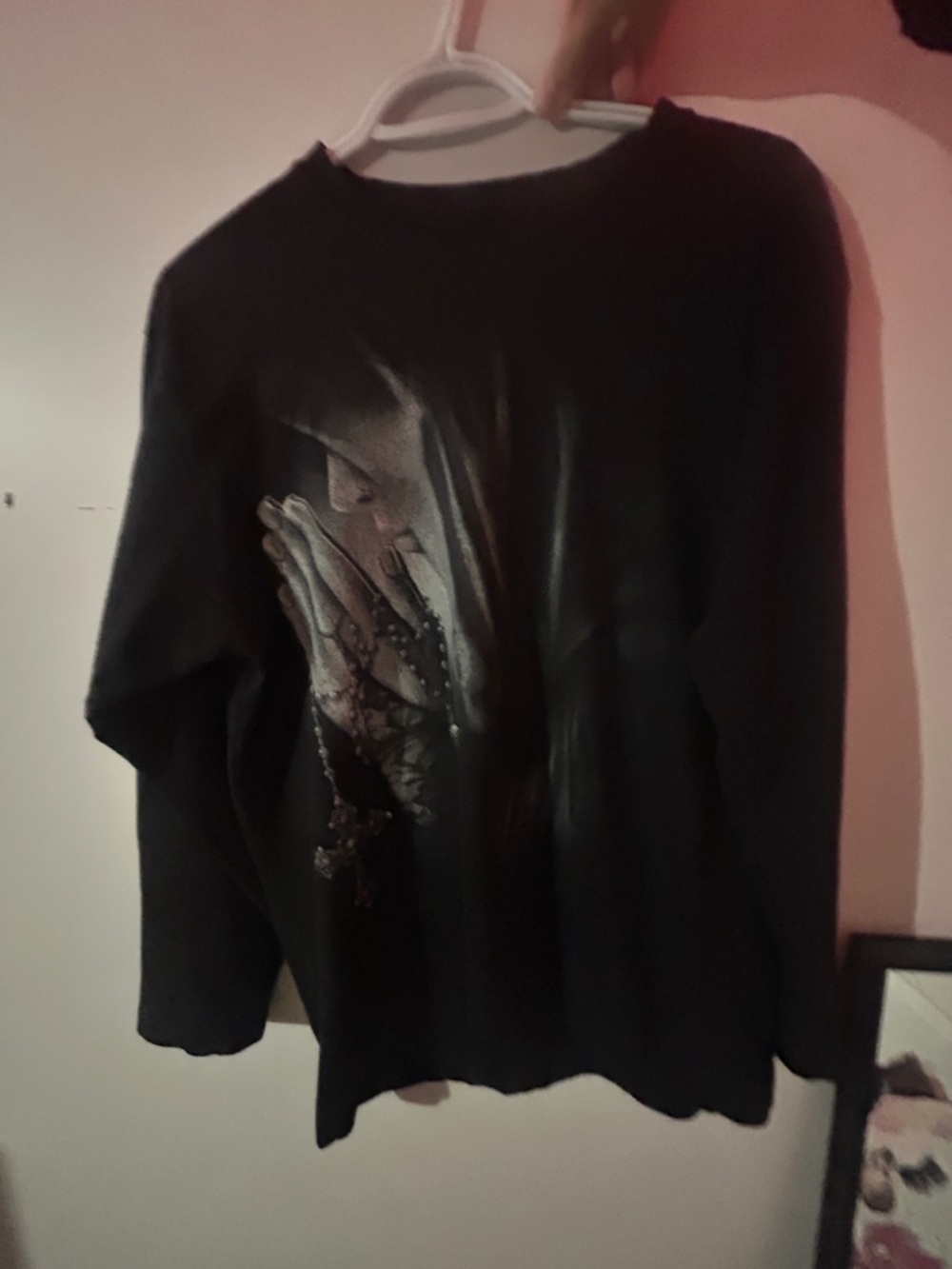 Affliction Black Long Sleeve Graphic Prayer Hands Tee